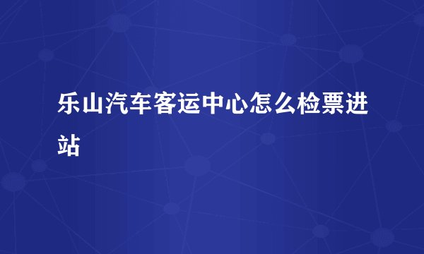 乐山汽车客运中心怎么检票进站