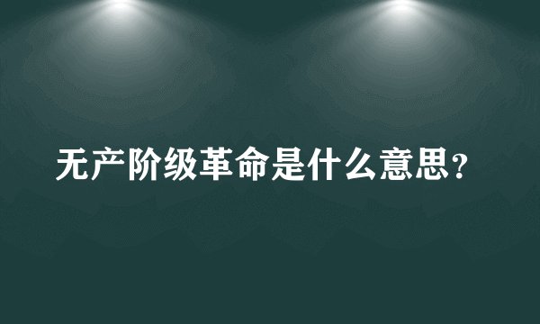 无产阶级革命是什么意思？