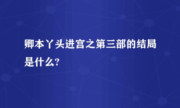 卿本丫头进宫之第三部的结局是什么?