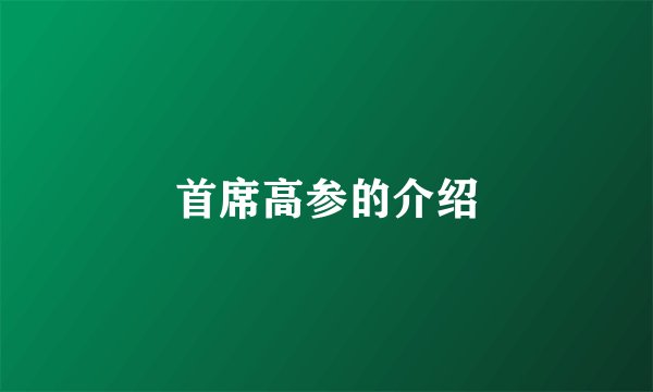 首席高参的介绍