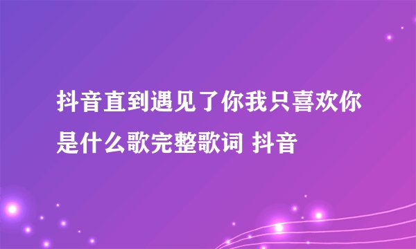 抖音直到遇见了你我只喜欢你是什么歌完整歌词 抖音