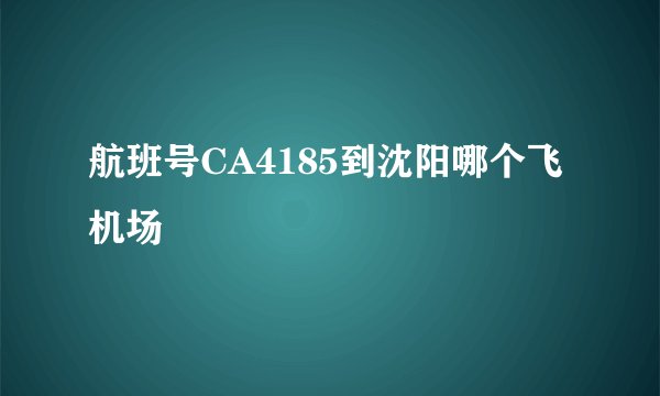 航班号CA4185到沈阳哪个飞机场
