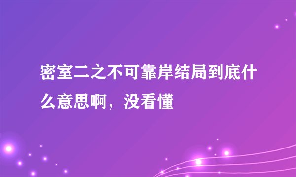 密室二之不可靠岸结局到底什么意思啊，没看懂