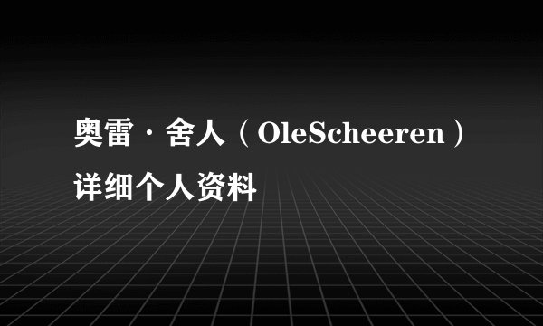 奥雷·舍人（OleScheeren）详细个人资料