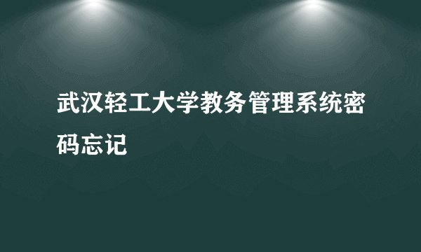 武汉轻工大学教务管理系统密码忘记
