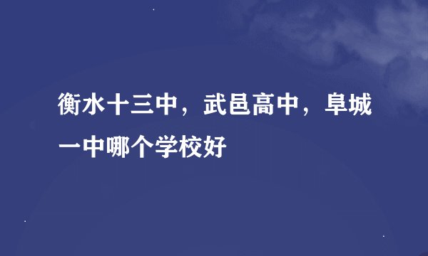 衡水十三中，武邑高中，阜城一中哪个学校好