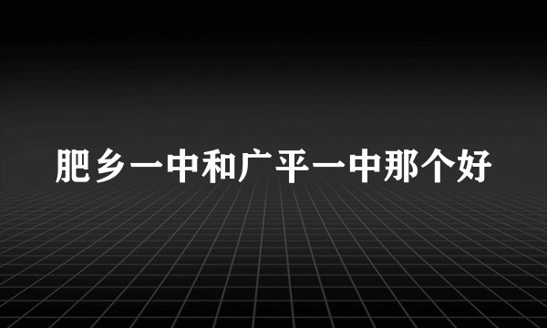 肥乡一中和广平一中那个好