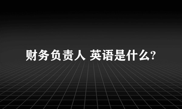 财务负责人 英语是什么?