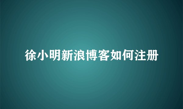徐小明新浪博客如何注册