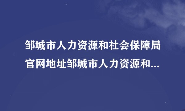 邹城市人力资源和社会保障局官网地址邹城市人力资源和社会保障局