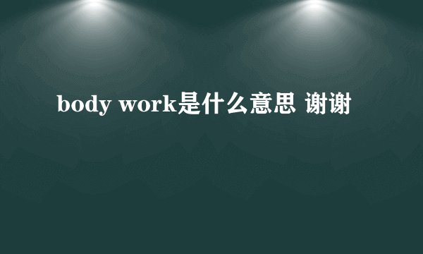 body work是什么意思 谢谢