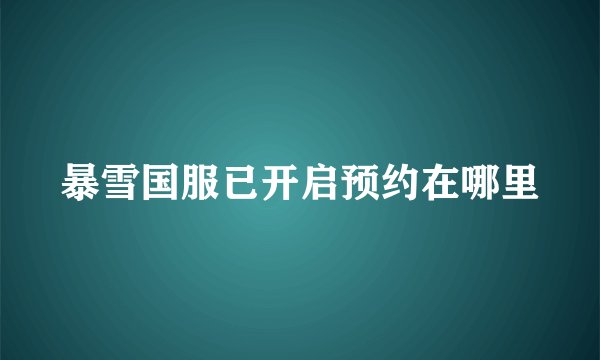 暴雪国服已开启预约在哪里