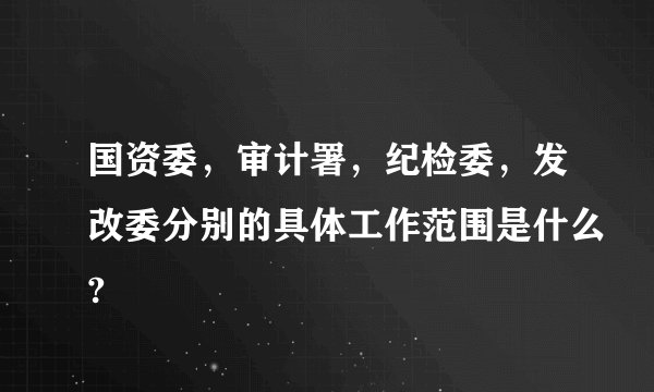 国资委，审计署，纪检委，发改委分别的具体工作范围是什么?