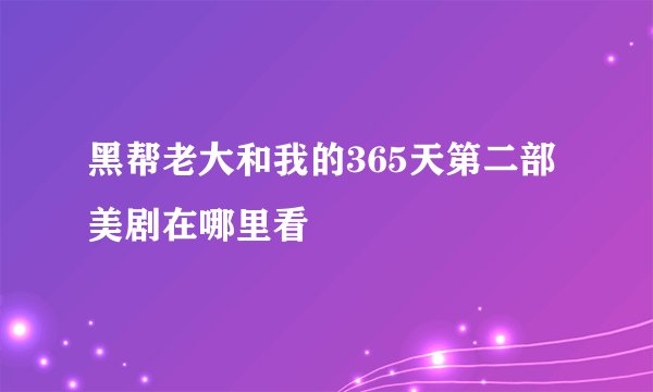 黑帮老大和我的365天第二部美剧在哪里看
