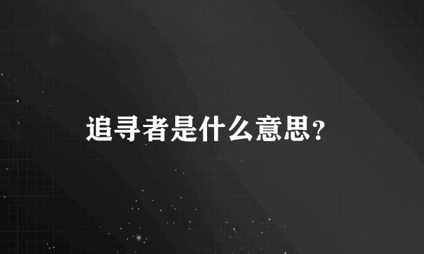 追寻者是什么意思？