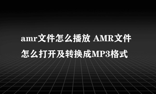 amr文件怎么播放 AMR文件怎么打开及转换成MP3格式