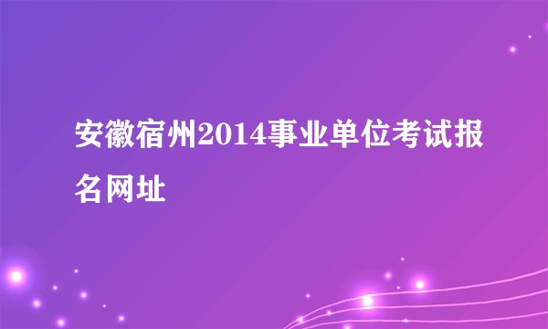 安徽宿州2014事业单位考试报名网址