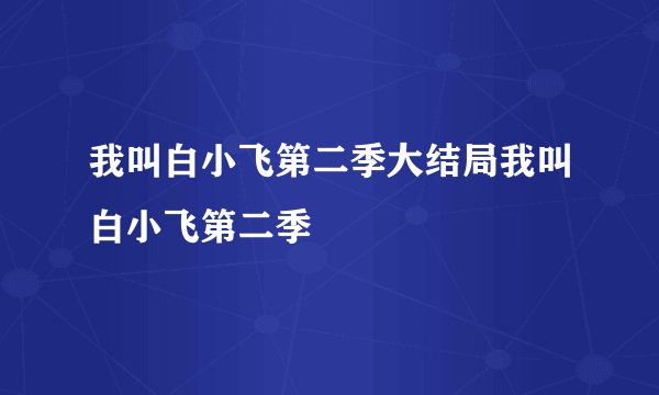 我叫白小飞第二季大结局我叫白小飞第二季