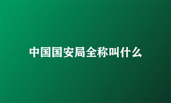 中国国安局全称叫什么