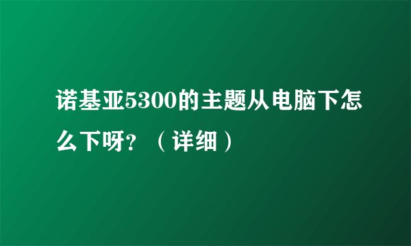 诺基亚5300的主题从电脑下怎么下呀？（详细）