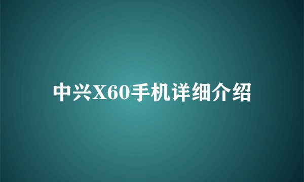 中兴X60手机详细介绍