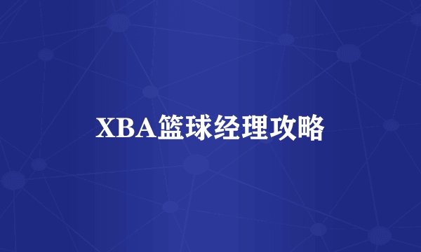 XBA篮球经理攻略
