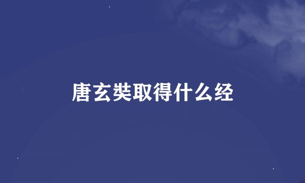 唐玄奘取得什么经