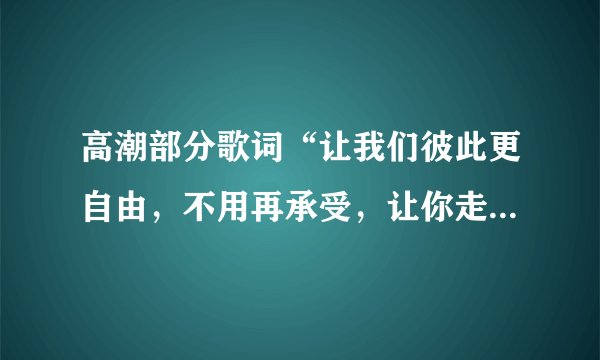 高潮部分歌词“让我们彼此更自由，不用再承受，让你走给自己最好的理由”请问是什么歌？？