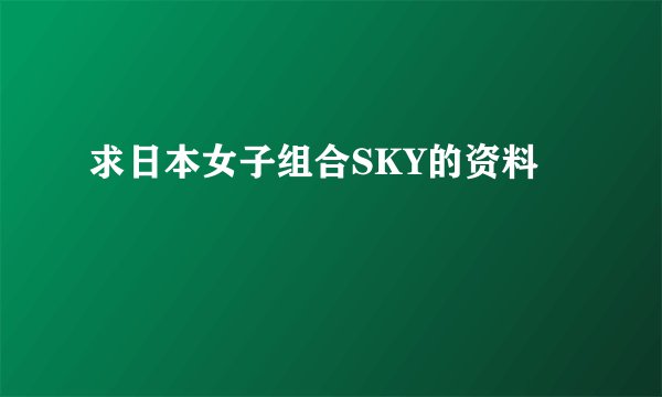 求日本女子组合SKY的资料