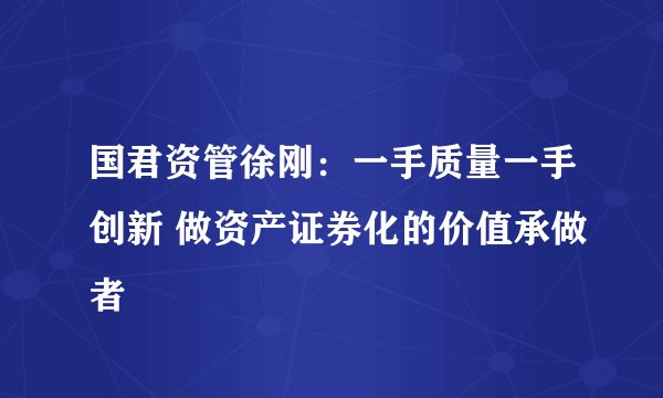国君资管徐刚:一手质量一手创新 做资产证券化的价值承做者