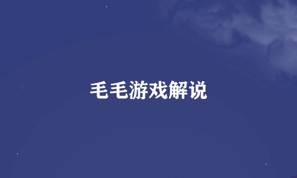 毛毛游戏解说