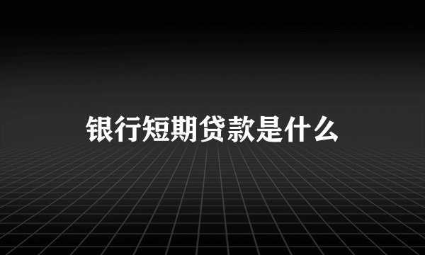 银行短期贷款是什么