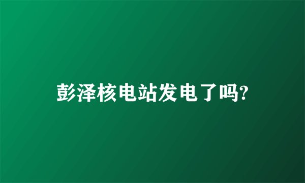 彭泽核电站发电了吗?
