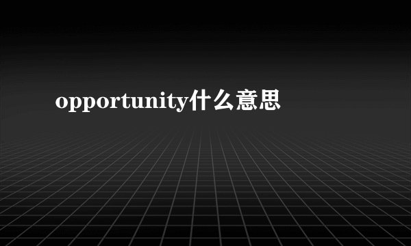 opportunity什么意思