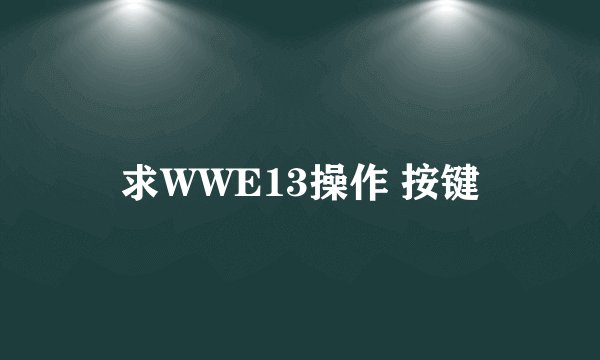 求WWE13操作 按键