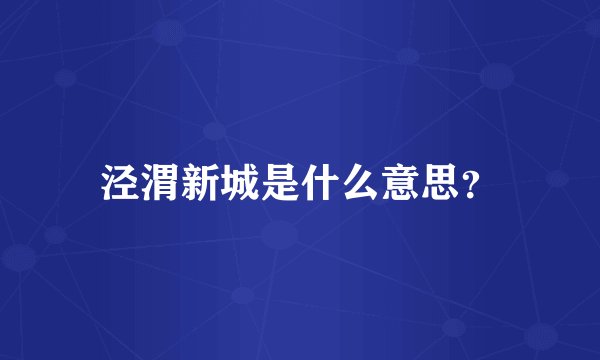 泾渭新城是什么意思？