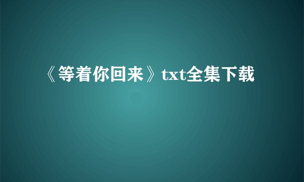 《等着你回来》txt全集下载