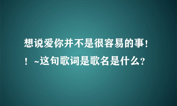 想说爱你并不是很容易的事！！~这句歌词是歌名是什么？