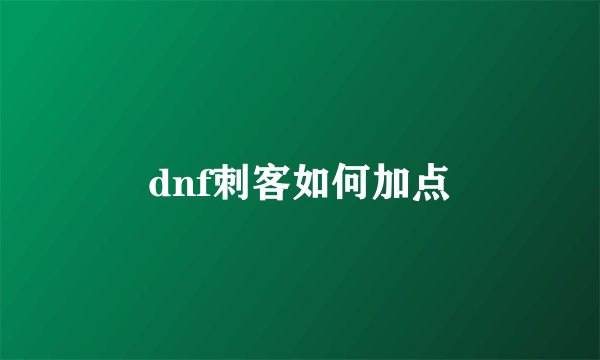 dnf刺客如何加点