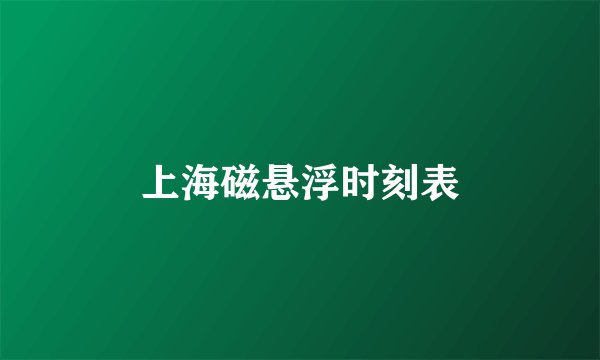 上海磁悬浮时刻表
