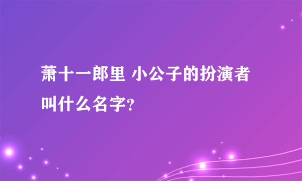 萧十一郎里 小公子的扮演者叫什么名字？