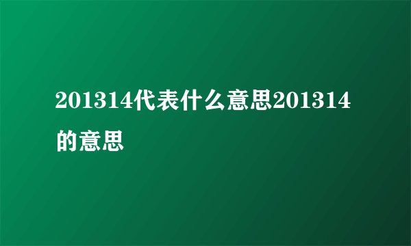 201314代表什么意思201314的意思