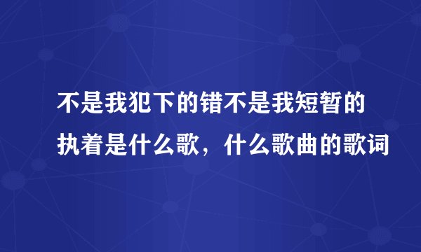 不是我犯下的错不是我短暂的执着是什么歌，什么歌曲的歌词