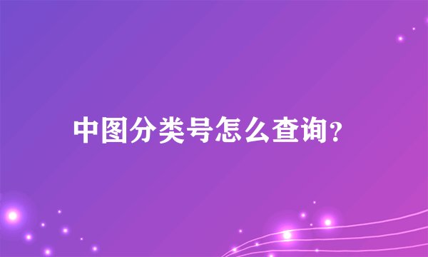 中图分类号怎么查询？