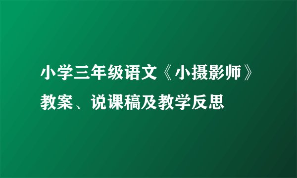 小学三年级语文《小摄影师》教案、说课稿及教学反思