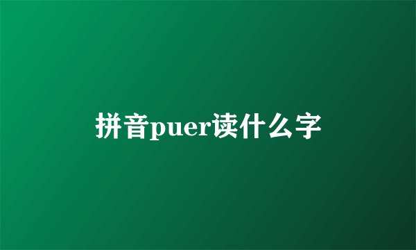 拼音puer读什么字