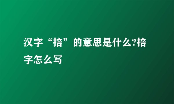 汉字“掊”的意思是什么?掊字怎么写