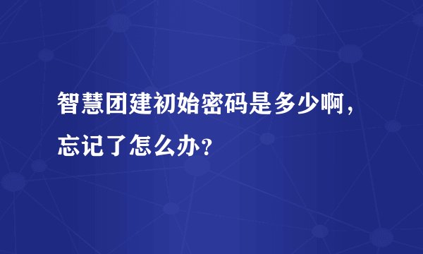 智慧团建初始密码是多少啊，忘记了怎么办？