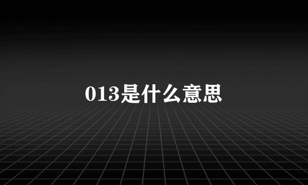 013是什么意思