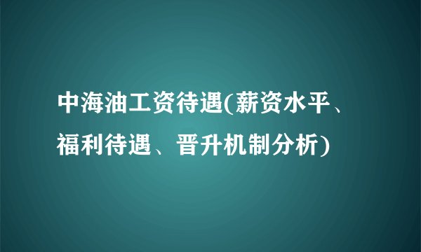 中海油工资待遇(薪资水平、福利待遇、晋升机制分析)